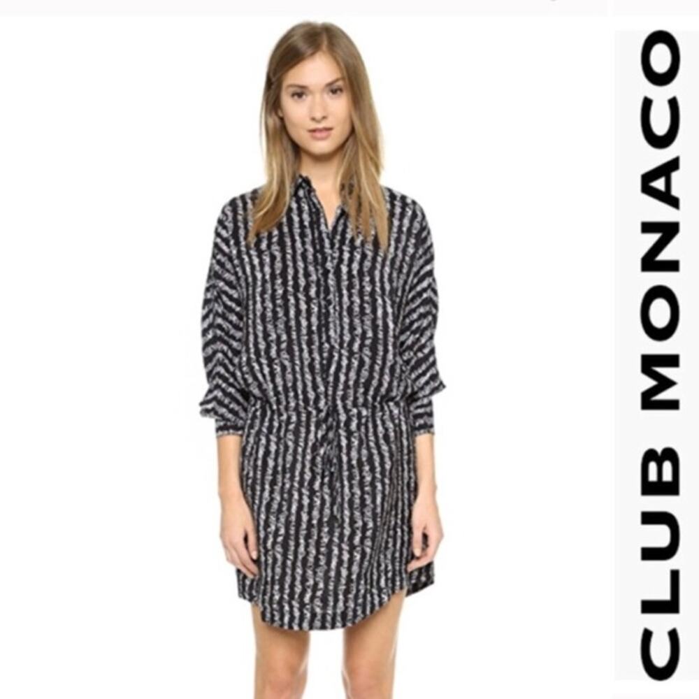 Club Monaco sz 4 Lanita Shirt Dress w pockets & drawstring waist‎ 100% silk NWOT